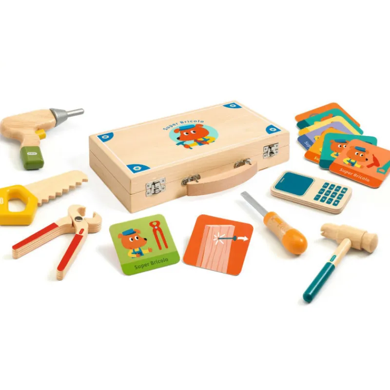 Djeco Jouet boîte à outils "Super Bricolo" 6500< Jeux De Construction | Jouets À Encastrer, Empiler