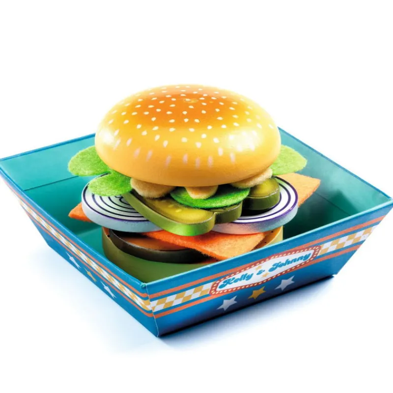 Djeco Kelly & Johnny, jouer à préparer des burgers 5505< Jouets Cuisine, Dînette