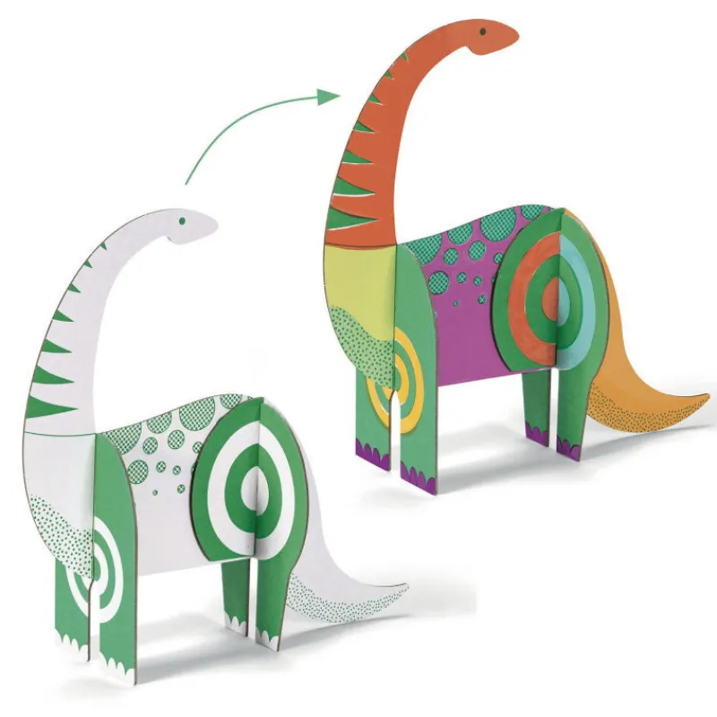 Djeco Kit animaux DIY "Dinosaures" 8004 Color. Assemble. Play<Enfant Paper Toys | Bricolage Enfant