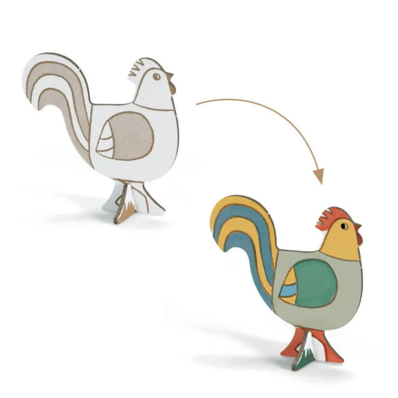 Djeco Kit animaux DIY "Ferme" 8000 Color. Assemble. Play<Enfant Paper Toys | Bricolage Enfant