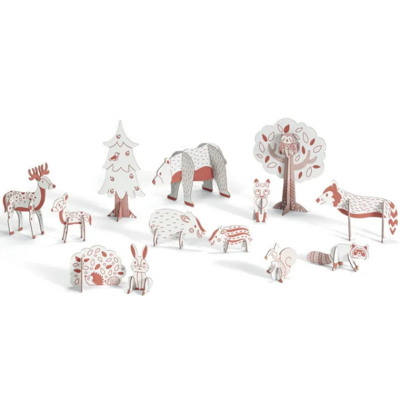 Djeco Kit animaux DIY "Forêt" 8001 Color. Assemble. Play<Enfant Paper Toys | Bricolage Enfant