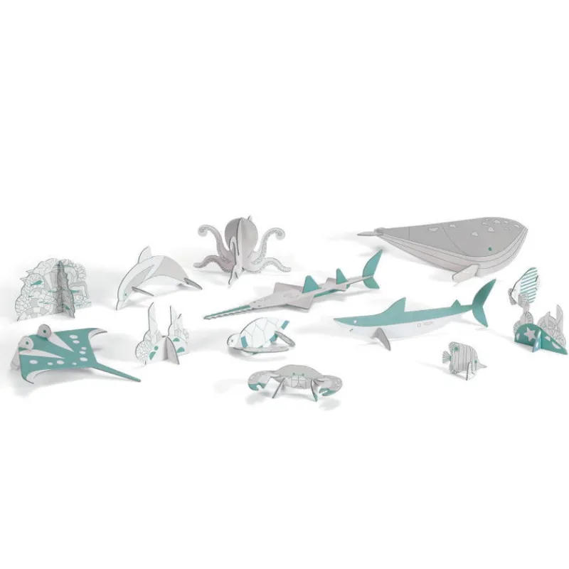 Djeco Kit animaux DIY "Mer" 8002 Color. Assemble. Play<Enfant Paper Toys | Bricolage Enfant