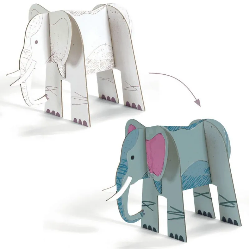 Djeco Kit animaux DIY "Savane" 8003 Color. Assemble. Play<Enfant Paper Toys | Bricolage Enfant