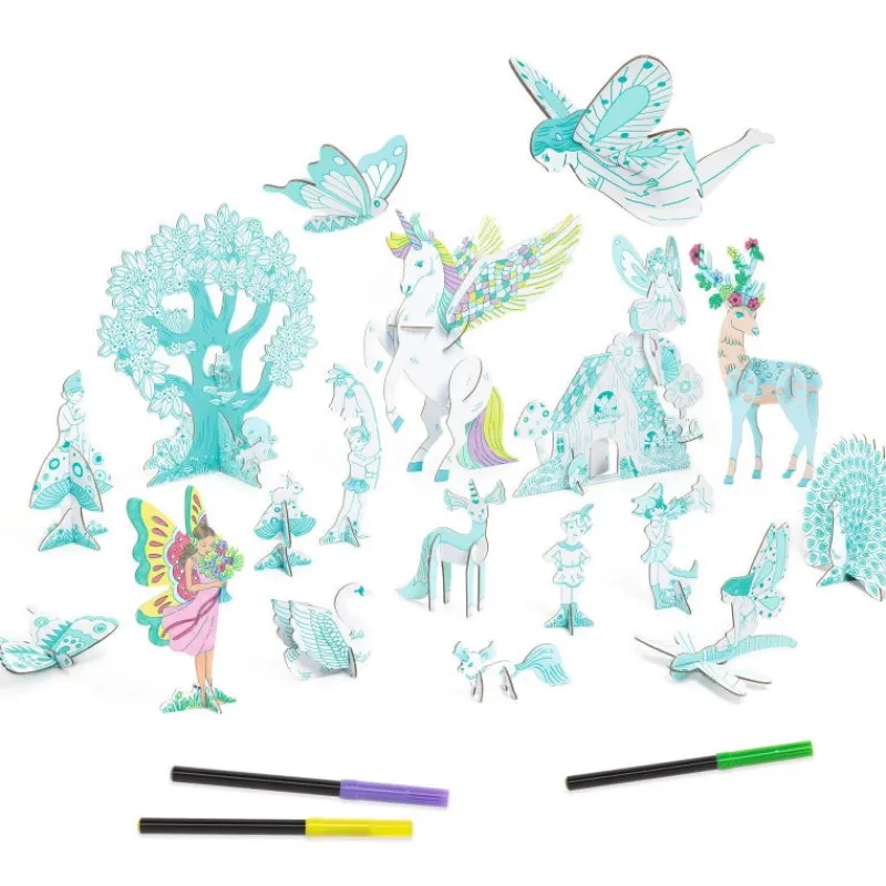 Djeco Kit figurines fées DIY "Monde féérique" 8008 Color. Assemble. Play<Enfant Paper Toys | Bricolage Enfant