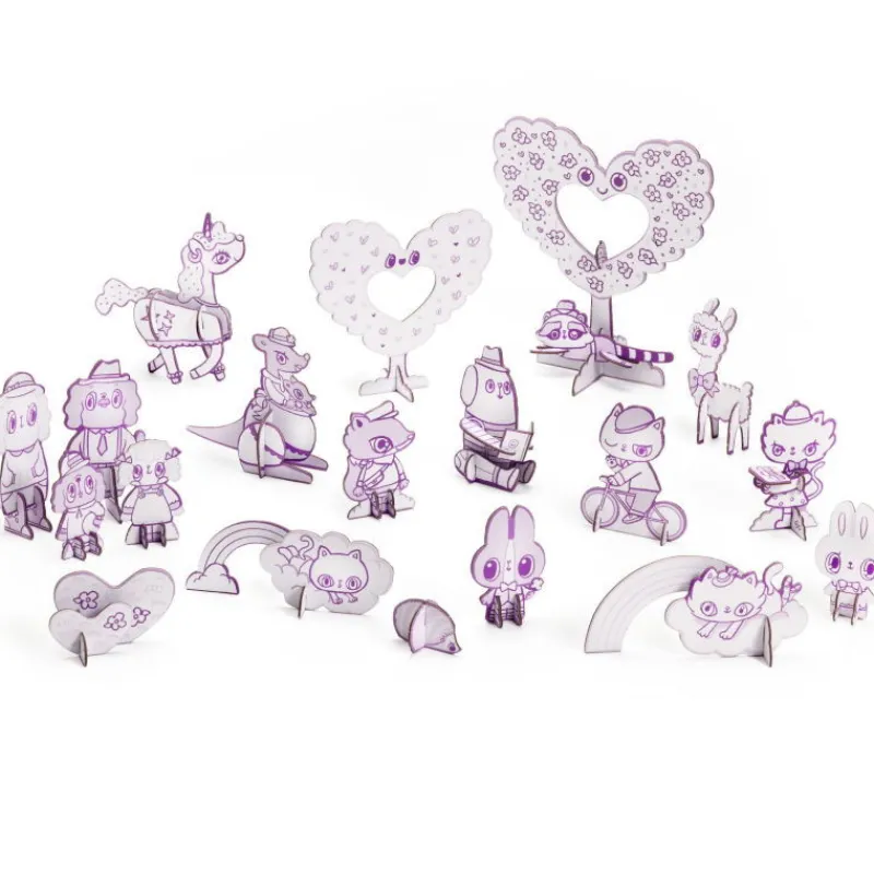 Djeco Kit figurines kawaï DIY "Kawaii World" 8007 Color. Assemble. Play<Enfant Paper Toys | Bricolage Enfant