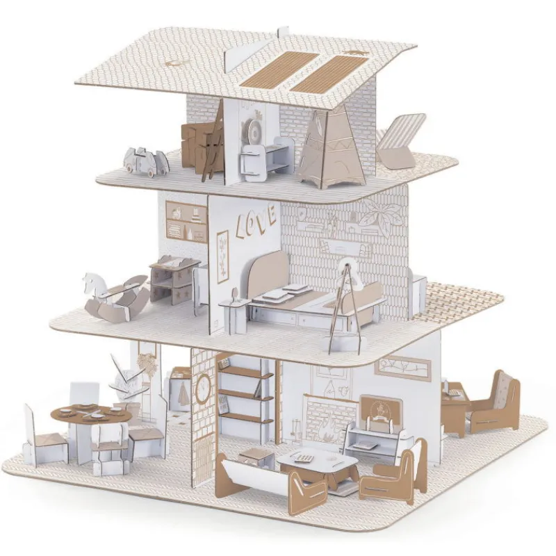 Djeco Kit maison de poupée DIY 8005 Color. Assemble. Play<Enfant Paper Toys | Bricolage Enfant
