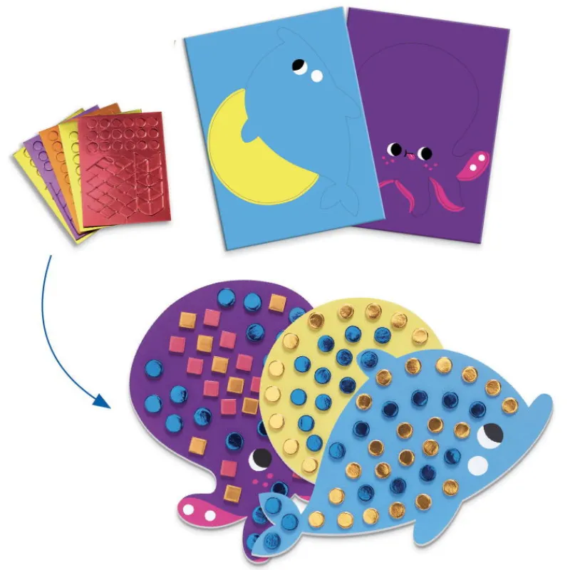 Djeco La mer et ses plaisirs, coffret d'activités créatives pour enfant 9294<Enfant Paper Toys | Autocollants Et Décalcomanies
