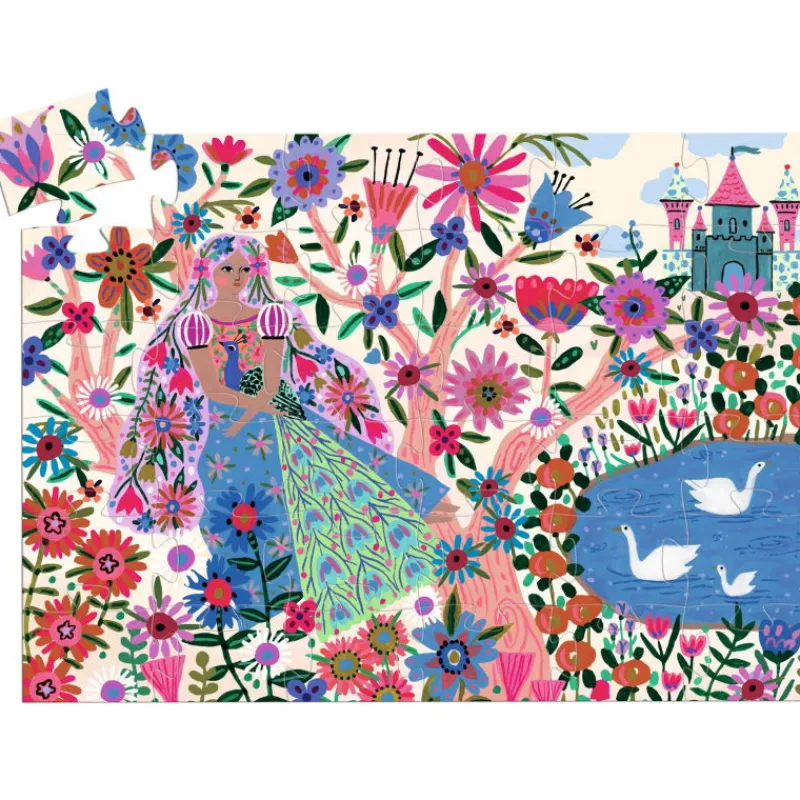 Djeco La princesse et son paon, puzzle 36 pcs silhouette 7300<Enfant Puzzle Djeco | Puzzles Dès 4 Ans, 36 Pcs