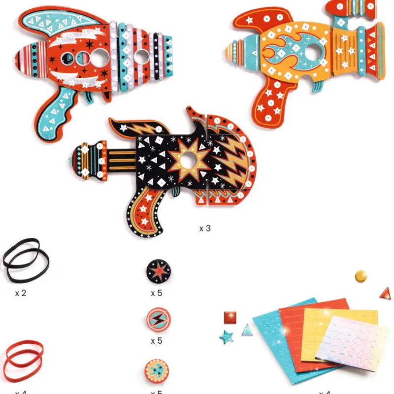 Djeco Lanceurs de jetons à décorer "Kosmik" DIY 7913<Enfant Décoration Enfants | Autocollants Et Décalcomanies