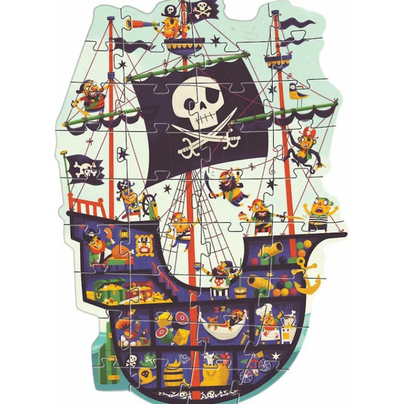 Djeco Le bateau des pirates, puzzle géant 36 pcs 7129<Enfant Puzzles Dès 4 Ans, 36 Pcs | Puzzle Djeco