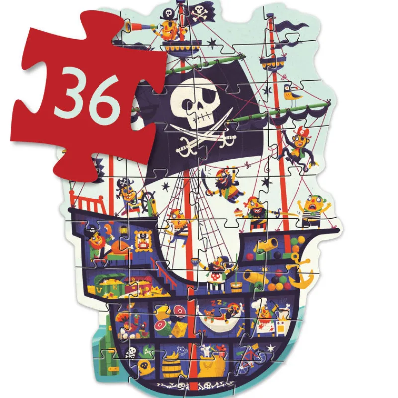 Djeco Le bateau des pirates, puzzle géant 36 pcs 7129<Enfant Puzzles Dès 4 Ans, 36 Pcs | Puzzle Djeco