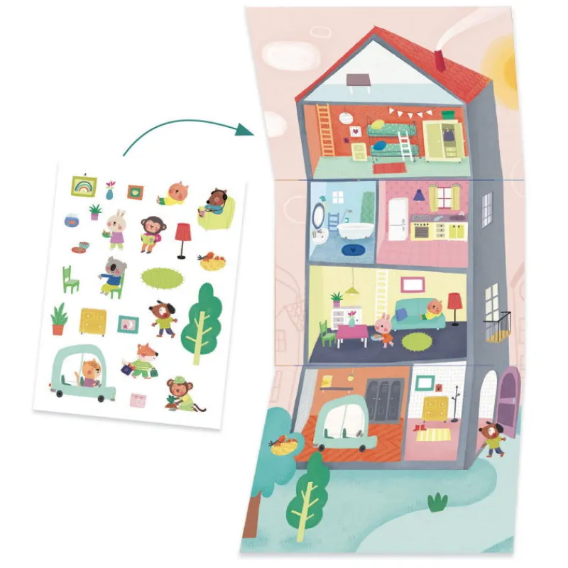 Djeco Les animaux et leur maison, coffret d'activités créatives pour enfant 9293<Enfant Paper Toys | Autocollants Et Décalcomanies