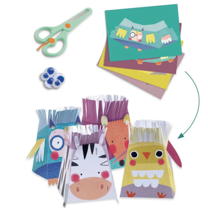 Djeco Les animaux et leur maison, coffret d'activités créatives pour enfant 9293<Enfant Paper Toys | Autocollants Et Décalcomanies