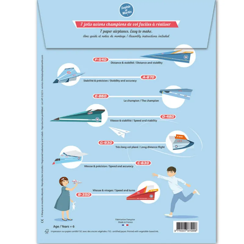 Sophie et Martin Les avions planeurs, maquettes en papier ''<Enfant Jeux Et Loisirs Créatifs Fabriqués En France | Paper Toys