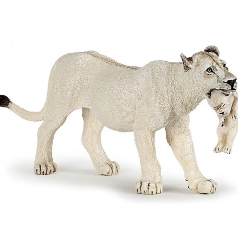 Papo Lionne blanche avec lionceau 50203< Figurines Papo | Ferme En Bois, Centre Équestre Et Zoo