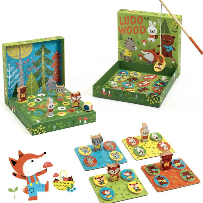Djeco Ludo Wood 4 jeux éducatifs en bois 1628< Jeux De Société