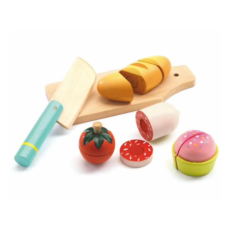 Djeco Lunch à couper, jouet en bois 6529< Jouets Cuisine, Dînette