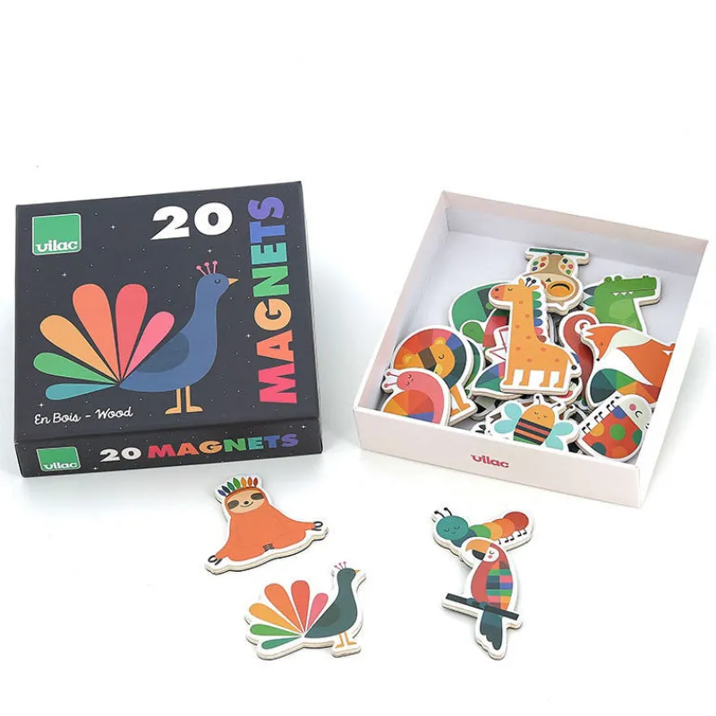 VILAC Magnets en bois "Animaux Arc-en-ciel" Andy Westface pour 7421< Jeux De Société