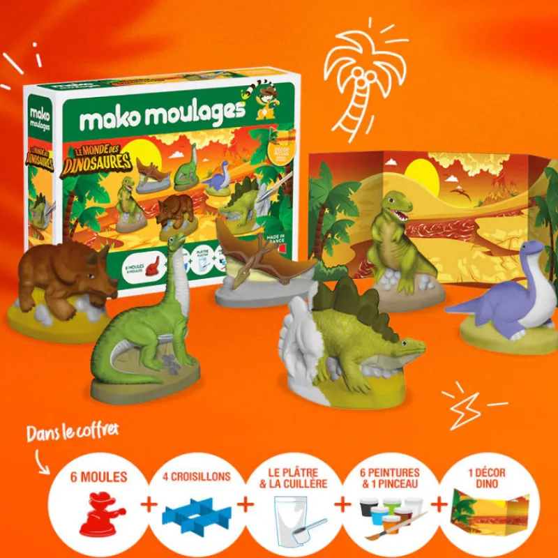 Mako moulages Le monde des dinosaures, coffret 6 moules 39018< Mako Moulages Figurines Et Déco | Mako Moulages