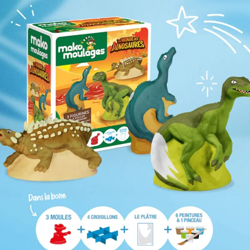 Mako moulages "Le Monde des Dinosaures" étui 3 moules 39097< Mako Moulages Figurines Et Déco | Mako Moulages
