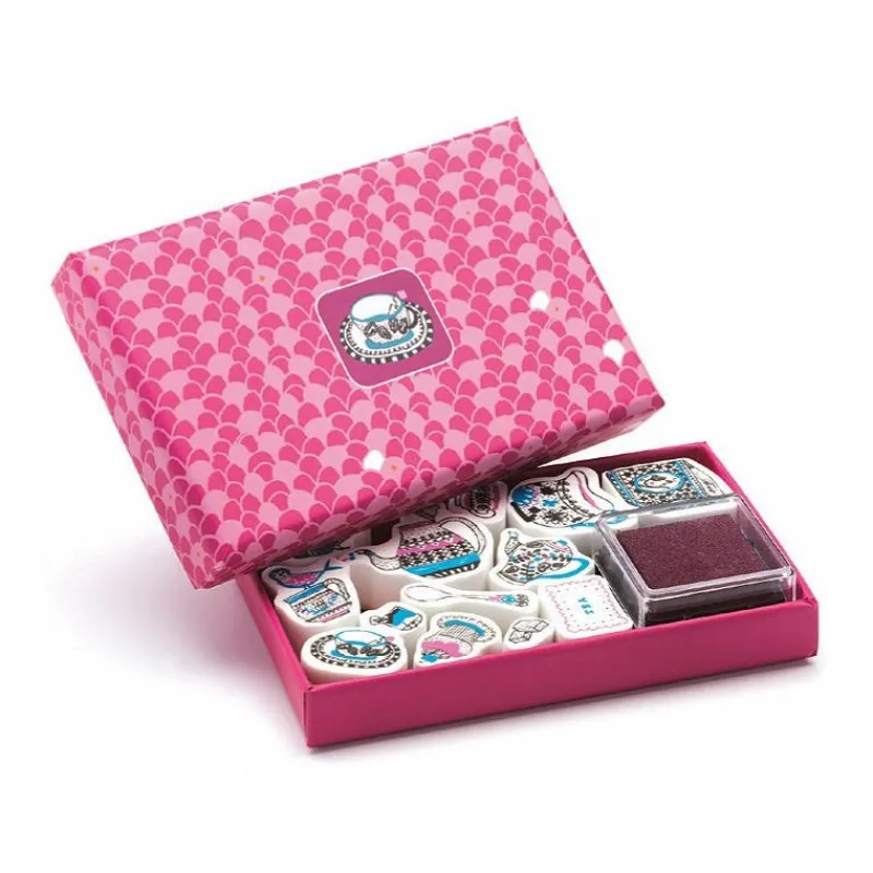 Djeco Mini coffret Motifs à tamponner 'Tea time' 9787< Tampons