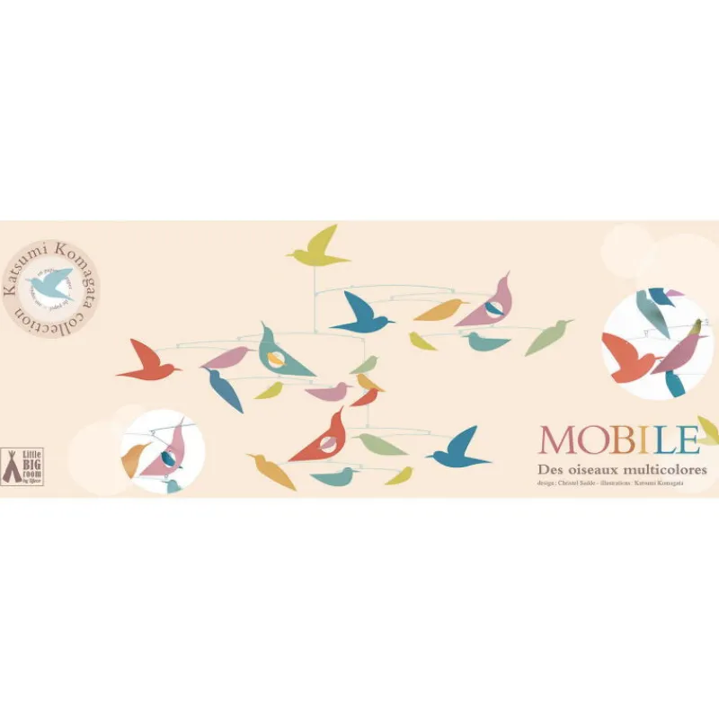 Djeco Mobile en papier "Des oiseaux multicolores" 4375 Collection Katsumi Komagata<Enfant Little Big Room By Djeco | Déco Design