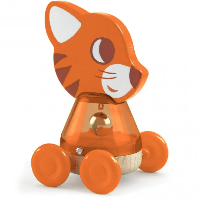 Djeco Nina Bing, chat à roulettes, jouet à pousser 6444< Jouets À Tirer, À Pousser