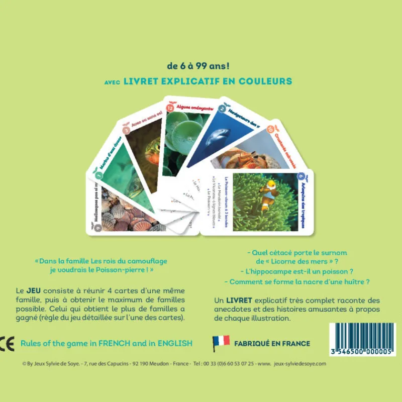 Jeux Sylvie de Soye O les poissons ! et autres merveilles, jeu de 12 familles Sylvie de Soye< Jeux Et Loisirs Créatifs Fabriqués En France | Jeux De Société