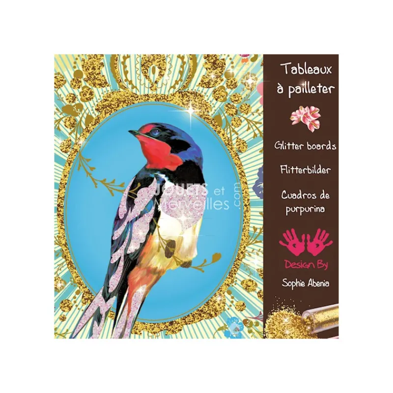 Djeco Oiseaux à paillettes, Tableaux à pailleter DJO 9501< Sables Colorés, Paillettes