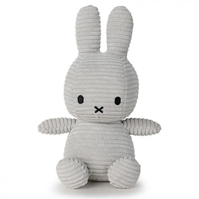 Peluches Miffy & Snoopy Peluche Miffy en velours côtelé gris clair 24cm< Poupées, Peluches | Peluches Naissance, Doudous