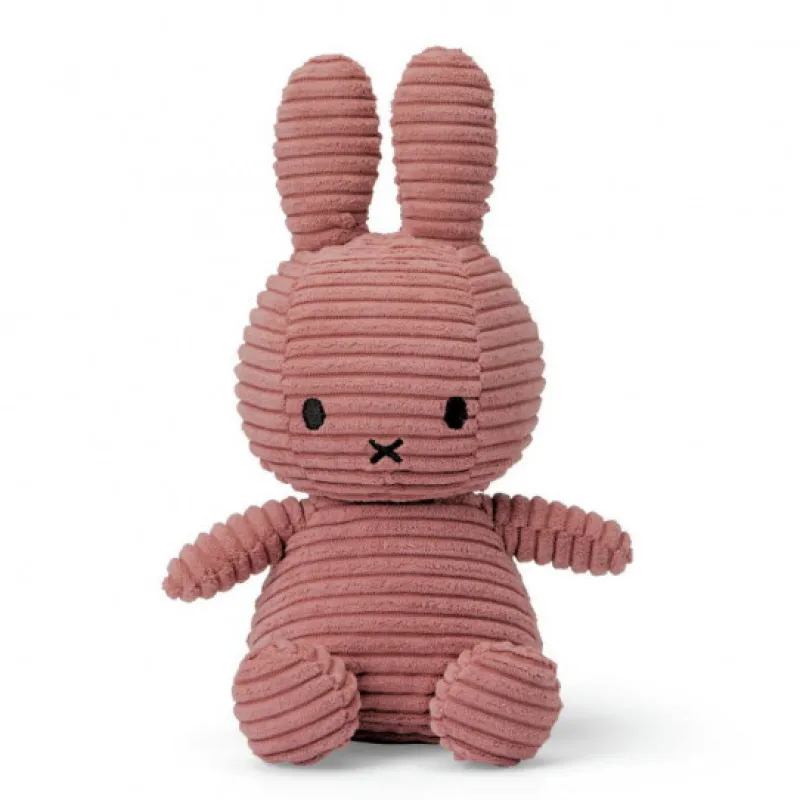 Peluches Miffy & Snoopy Peluche Miffy en velours côtelé vieux rose 23cm< Poupées, Peluches | Peluches Naissance, Doudous