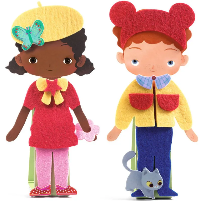 Djeco Personnages à habiller en feutrine "S'habiller de douceur" 0086<Enfant Autocollants Et Décalcomanies | Bricolage Enfant