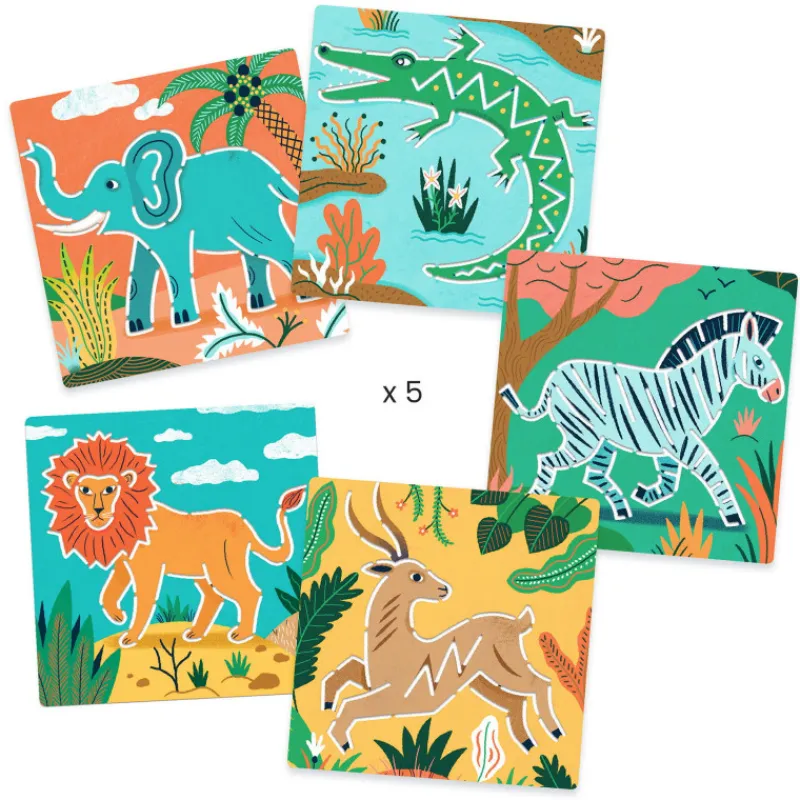 Djeco Pochoirs Animaux sauvages 8916< Pochoirs Djeco