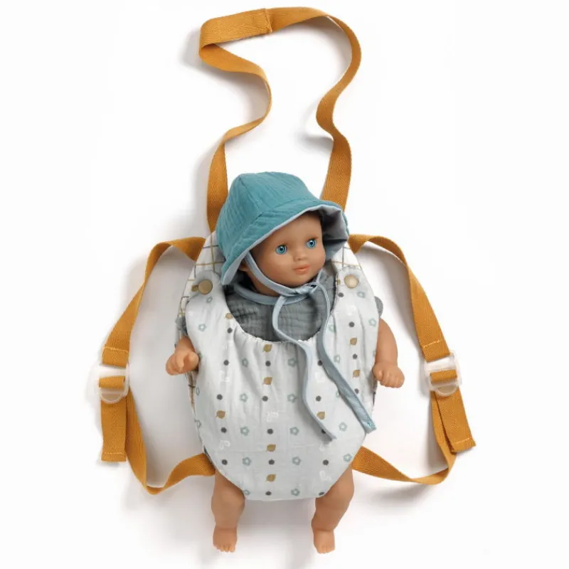 Djeco Porte bébé 'Blue Gray' accessoire pour poupée POMEA de 7840< Poupées, Peluches