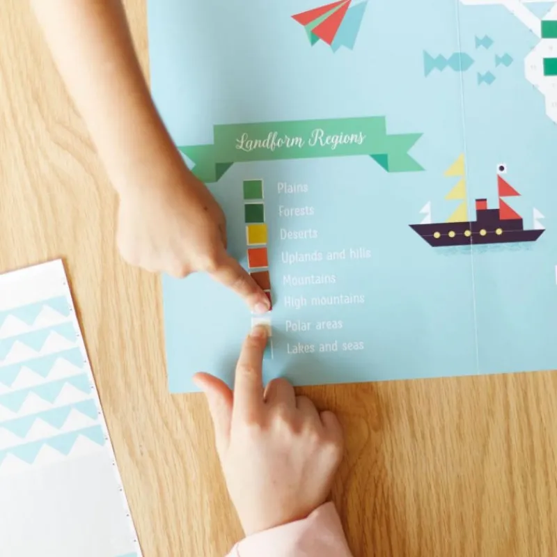 POPPIK Poster en stickers "Carte du monde"< Jeux, Puzzles Et Stickers Poppik | Autocollants Et Décalcomanies