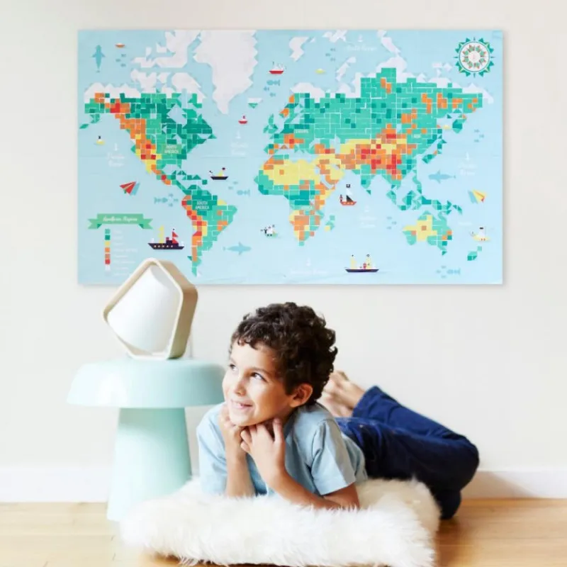 POPPIK Poster en stickers "Carte du monde"< Jeux, Puzzles Et Stickers Poppik | Autocollants Et Décalcomanies