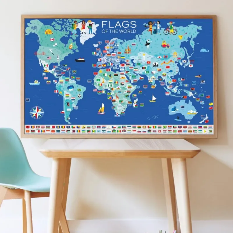 POPPIK Poster en stickers "Drapeaux du monde"< Jeux, Puzzles Et Stickers Poppik | Autocollants Et Décalcomanies