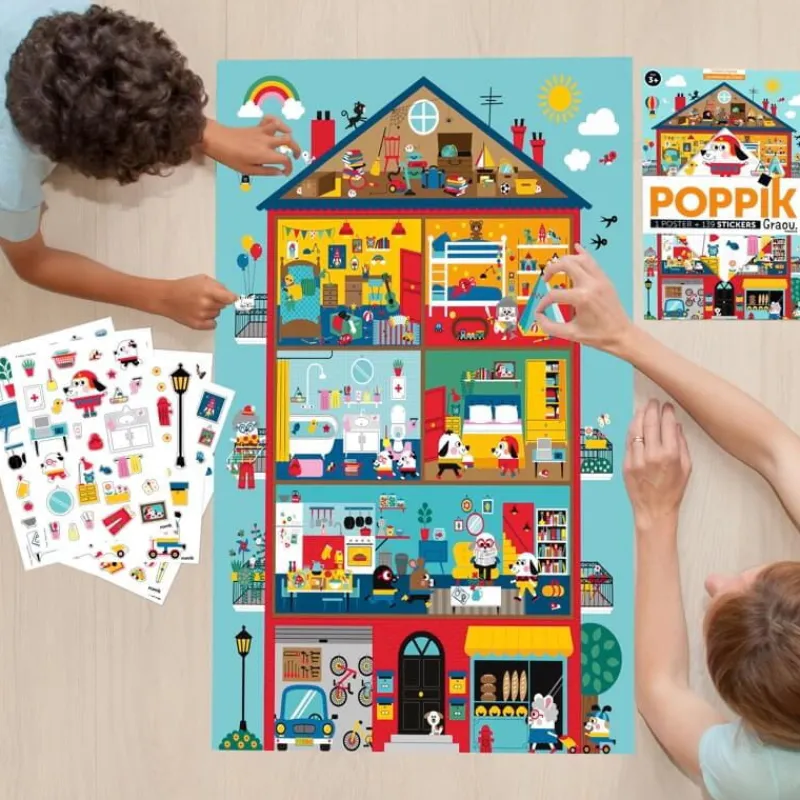 POPPIK Poster en stickers "La maison de Graou"< Jeux, Puzzles Et Stickers Poppik | Autocollants Et Décalcomanies