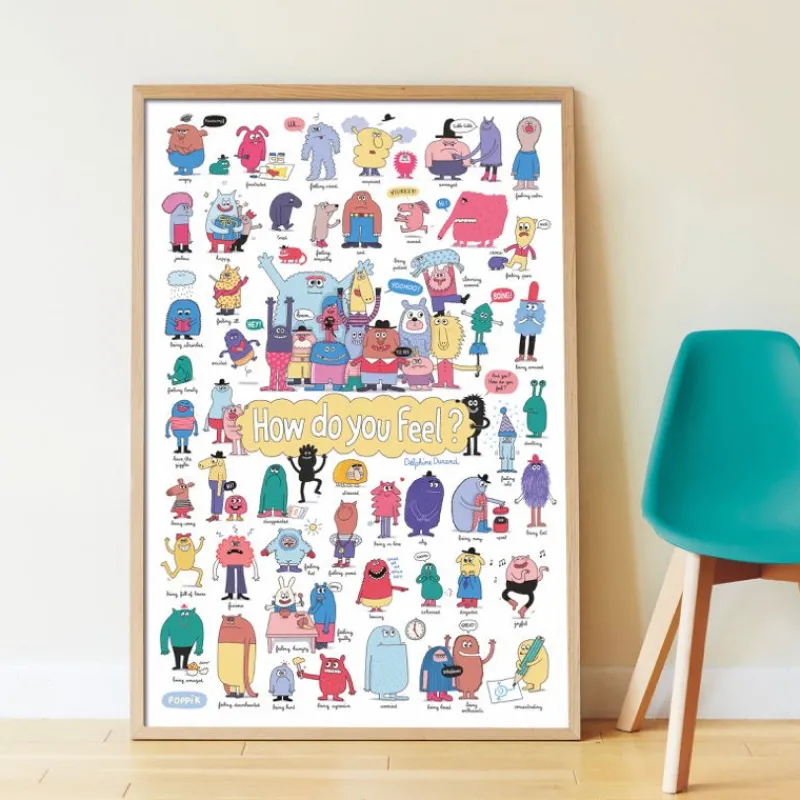 POPPIK Poster en stickers "Les émotions"< Jeux, Puzzles Et Stickers Poppik | Autocollants Et Décalcomanies