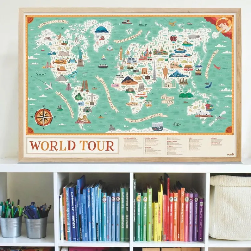 POPPIK Poster en stickers "Tour du monde"< Jeux, Puzzles Et Stickers Poppik | Autocollants Et Décalcomanies