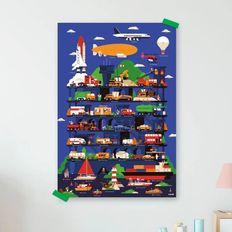 POPPIK Poster en stickers "Véhicules"< Jeux, Puzzles Et Stickers Poppik | Autocollants Et Décalcomanies