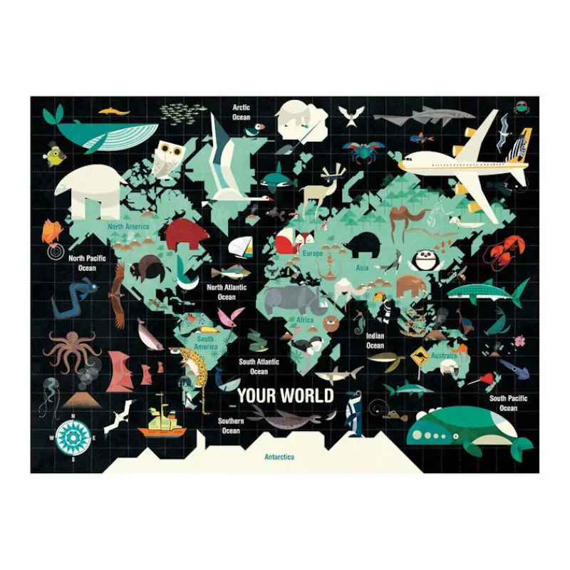 Mudpuppy Puzzle 1000 pcs 'Le Monde'<Enfant Puzzles Dès 8 Ans, 500 Pcs Et +