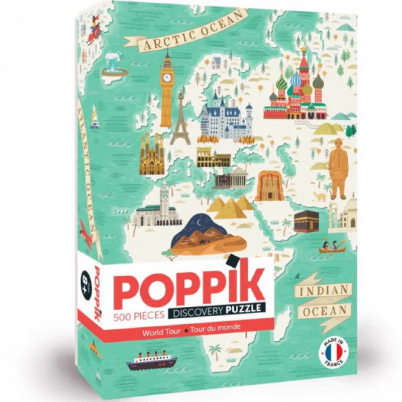 POPPIK Puzzle 500 pièces "Tour du monde"<Enfant Jeux, Puzzles Et Stickers Poppik | Puzzles Dès 8 Ans, 500 Pcs Et +
