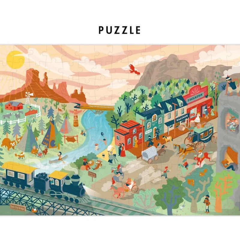 PIROUETTE CACAHOUETE Puzzle à remonter le temps 'Far-West' Pirouette Cacahouète<Enfant Jeux Pirouette Cacahouète | Puzzles Dès 6 Ans, 100 Pcs