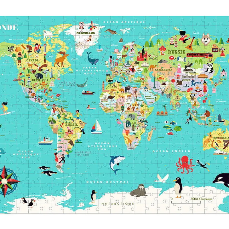 VILAC Puzzle carte du monde 500 pcs Ingela P. Arrhenius 7619<Enfant Puzzles Dès 8 Ans, 500 Pcs Et + | Jeux De Société