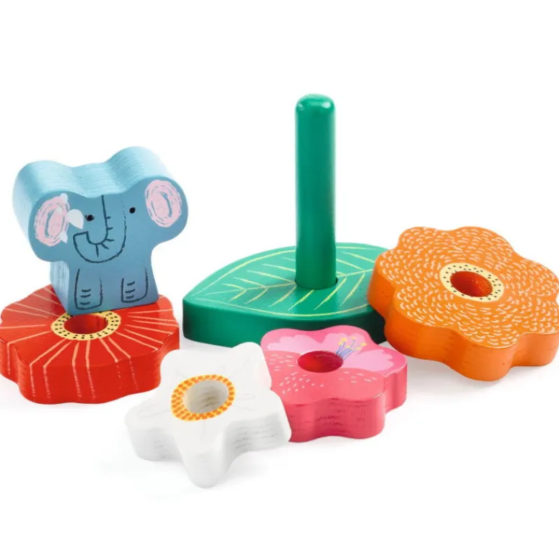 Djeco Puzzle d'encastrement et jeu d'empilement "Puzz & Stack Happy" 1074<Enfant Puzzle Djeco | Puzzles 1er Age