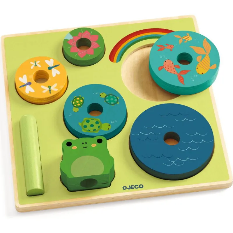 Djeco Puzzle d'encastrement et jeu d'empilement "Puzz & Stack Rainbow" 1077<Enfant Puzzle Djeco | Puzzles 1er Age