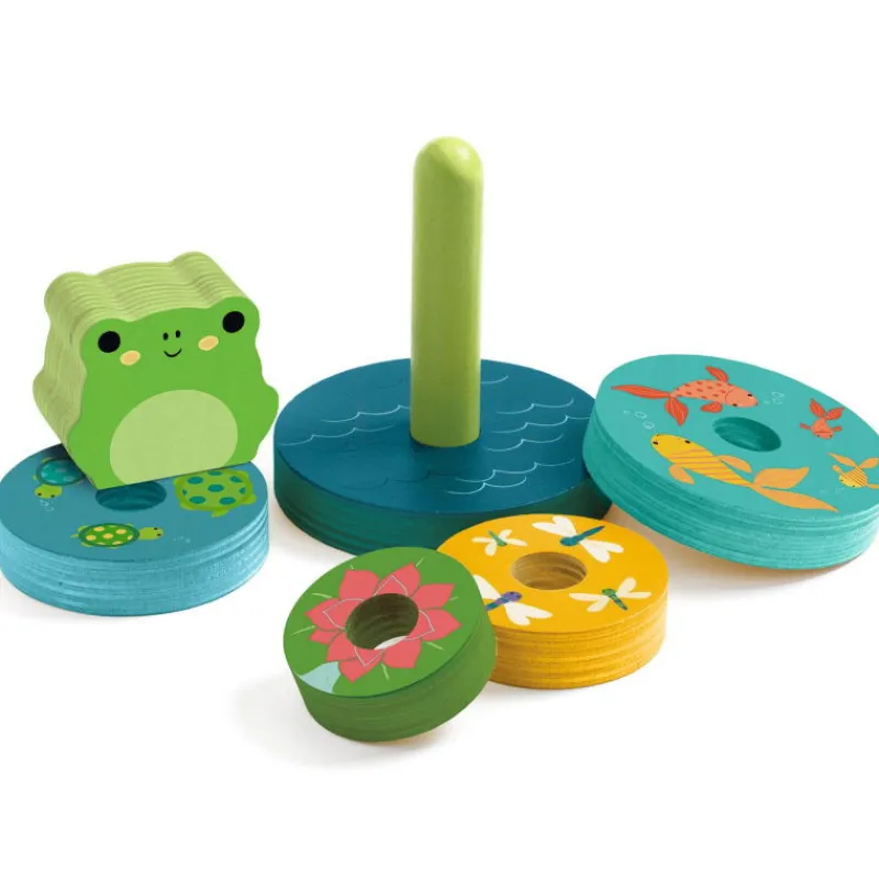 Djeco Puzzle d'encastrement et jeu d'empilement "Puzz & Stack Rainbow" 1077<Enfant Puzzle Djeco | Puzzles 1er Age