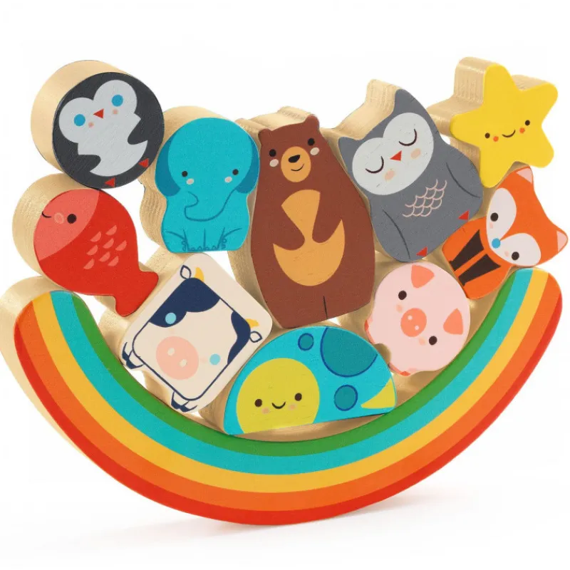 Djeco Puzzle d'encastrement et jeu d'équilibre "Puzz & Boom Rainbow" 1076<Enfant Puzzle Djeco | Puzzles 1er Age