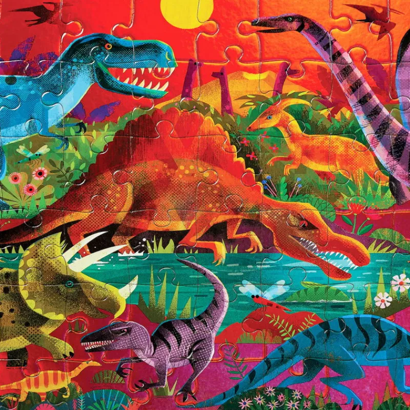 Crocodile Creek Puzzle métallisé "Dinosaures" 60 pcs<Enfant Puzzles Dès 5 Ans, 54 Pcs